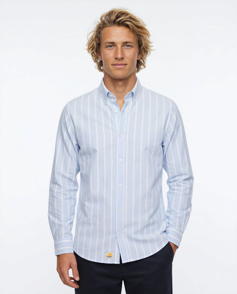 Camisa melange azul rayas