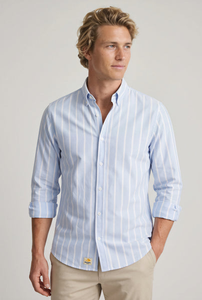 Men's Striped Melange Shirt – Blue