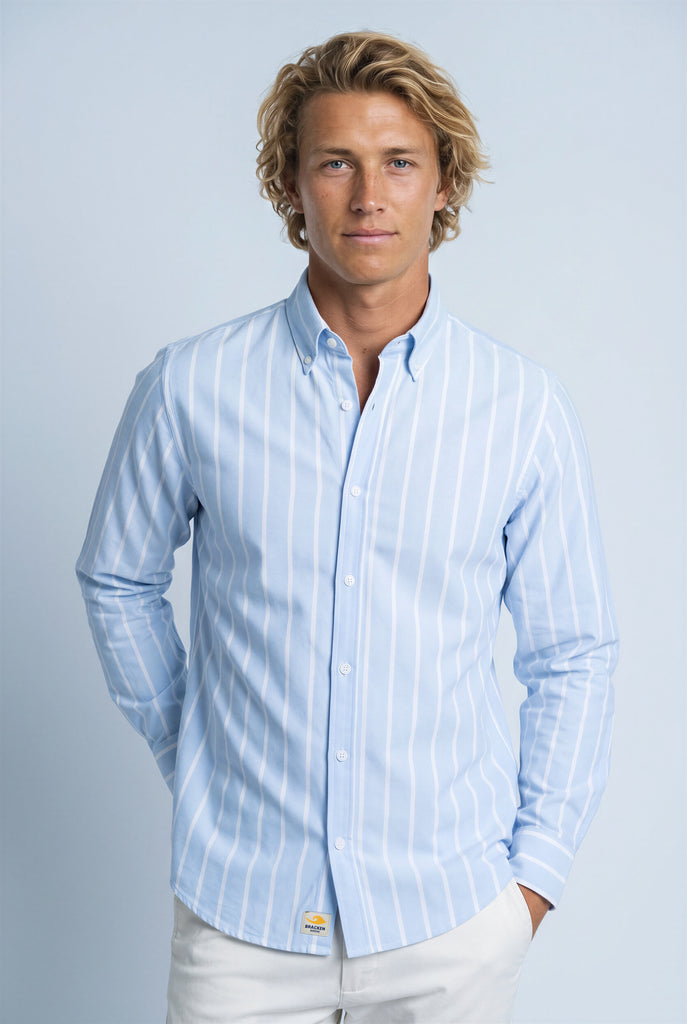 Camisa melange azul rayas