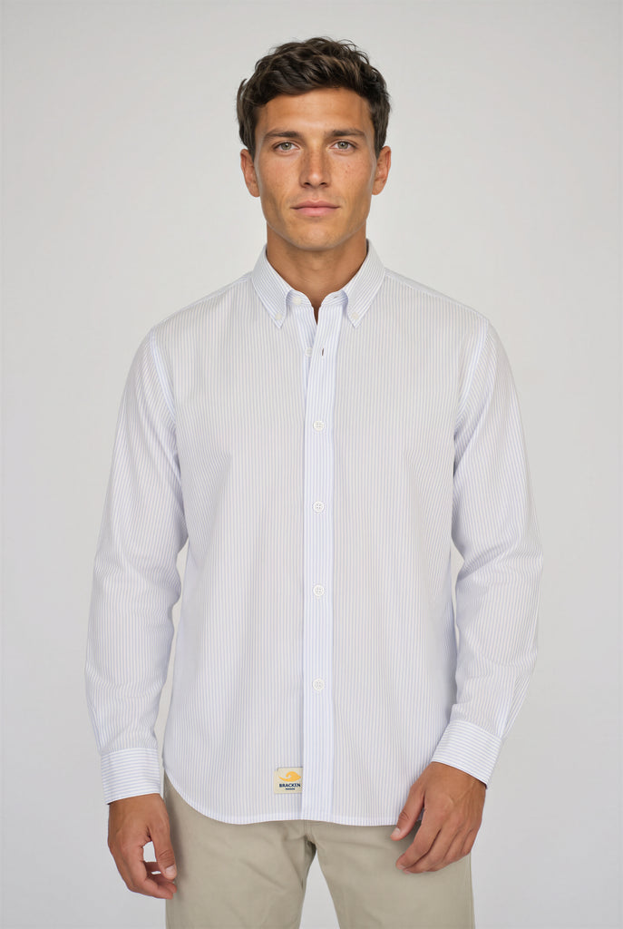 Camisa Popelin rayas azul claro