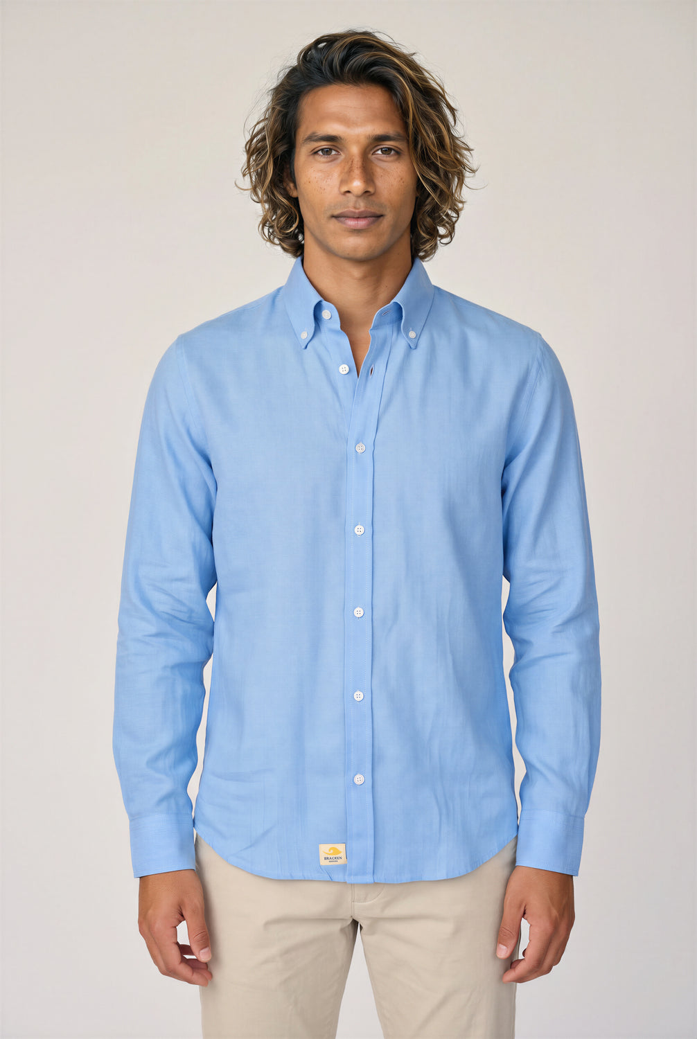 Camisa de lino azul para hombre - Brackenbridge