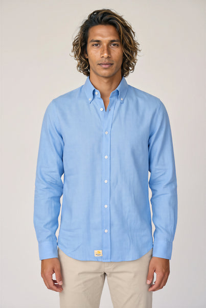 Camisa de lino azul para hombre - Brackenbridge