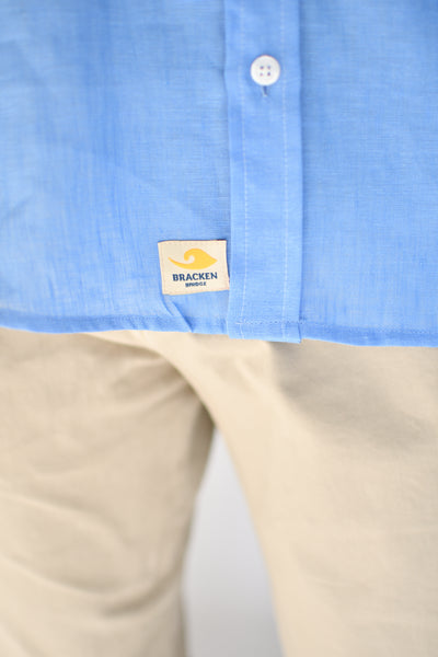 Camisa de lino azul para hombre - Brackenbridge
