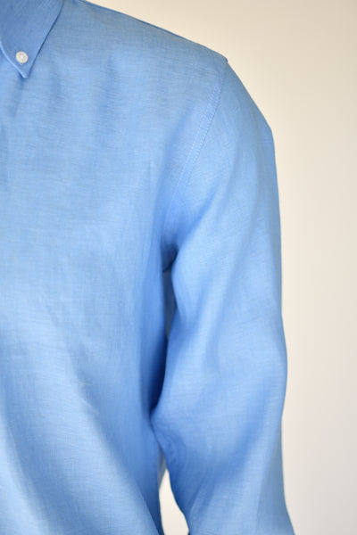 Camisa de lino azul para hombre - Brackenbridge