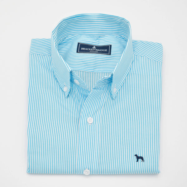 Camisa Popelin raya turquesa Cullen