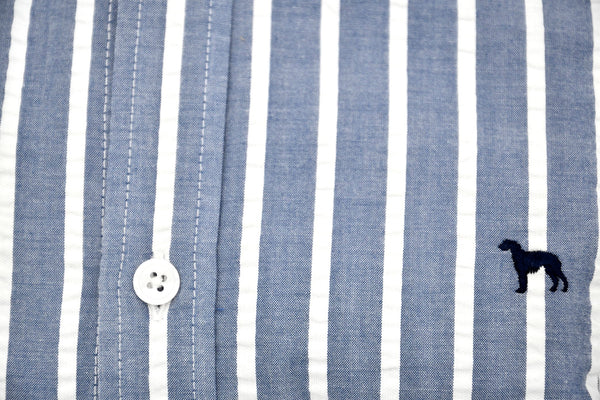 Camisa Seersucker azul raya ancha - Brackenbridge