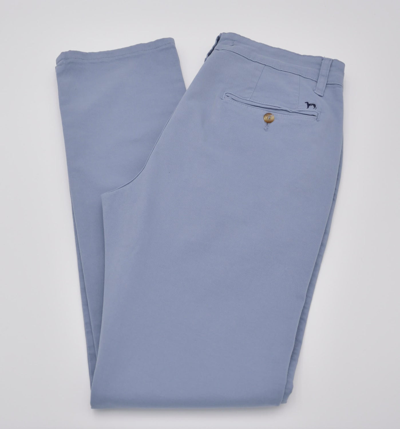 Calças chino de homem em algodão elástico azul lavanda