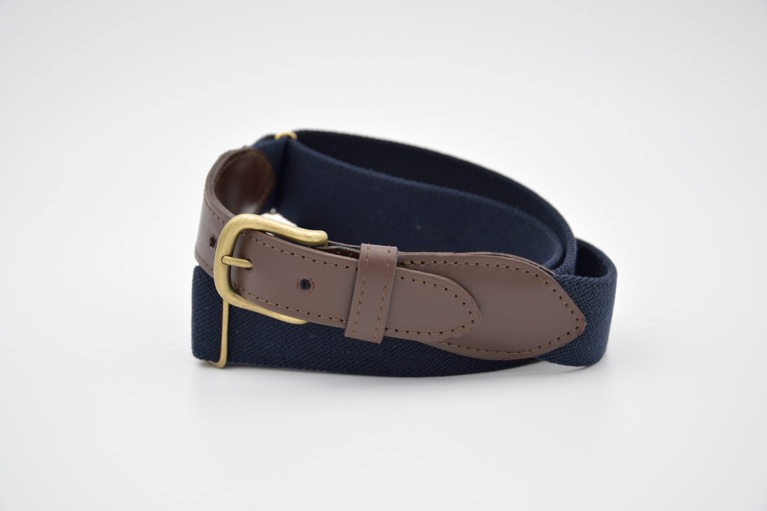 Cinturón elástico navy con ribete de piel - Bracken bridge